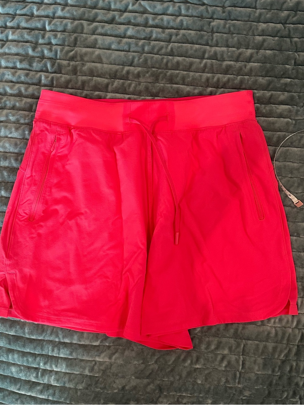 Lululemon Women’s Pink Red Athletic Shorts with Drawstring Waist